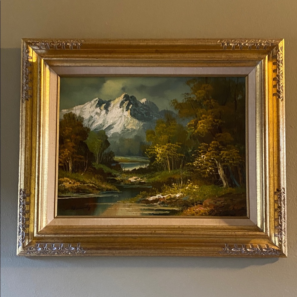 Vintage L. Harding Mountain Landscape Oil on canvas, Signed. - Picture 4 of 7